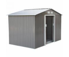 Abri de jardin 2,77L x 1,91l x 1,92H m fondation incluse porte coulissante ventilations tôle acier