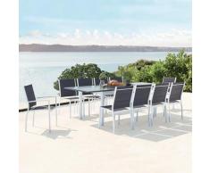 Arezzo 10 blanc : salon de jardin extensible en aluminium + 10 assises en textilène