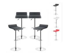 Tabouret de bar lot de 4 design en cuir simili et métal chromé,tabourets réglable,Noir
