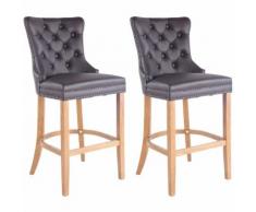 Lot de 2 Tabourets de Bar Taipeh Cuir Véritable marron Antique clair