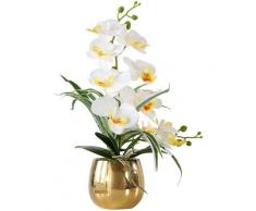 Fleur Artificiel Phalaenopsis Orchidée Plastique en Pot Bonsaï Décoration Florale pour Chambre