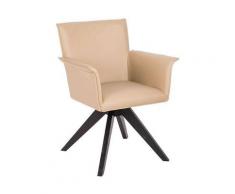 Chaise pivotante similicuir et pieds bois foncé Ekaly - Couleur Aqua 61 Bleu clair