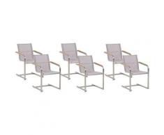 Lot de 6 chaises de jardin beiges en acier COSOLETO