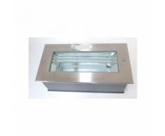 Encastré de sol fluo rectangle bord acier 180x360x120mm verre securit lampe 11W G23 900lm