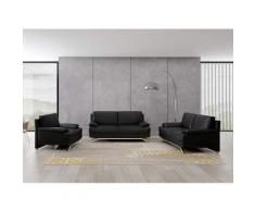 Ensemble salon en cuir noir 3+2+1 places ROMEO