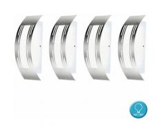 Etc-shop - Lot de 4 appliques extérieures LED balcon de jardin éclairage inox décor poinçonnage