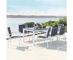 Arezzo 8 blanc : salon de jardin extensible en aluminium + 8 assises en textilène