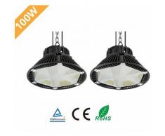 2×Anten 100W UFO LED Anti-Éblouissement Suspension Industrielle LED Étanche IP65 Projecteur LED