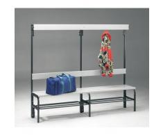 Banc pour vestiaire en acier, pour environnements humides - h x p 1600 x 335 mm - L 2000 mm, avec