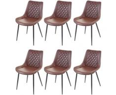6x chaise de salle à manger HHG-960, chaise de cuisine, vintage ~ similicuir, marron