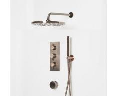 Hudson Reed Amara - Kit de Douche Thermostatique Avec Mitigeur Pommeau Rond Douchette et