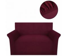 Housse Extensible de Canapé Tissu en Polyester Nervuré Bordeaux Modèle 2