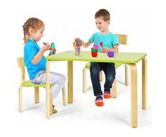 Costway - Ensemble Table et Chaise pour Enfant, Inclus 1 Table et 2 Chaises, Bonne Protection En