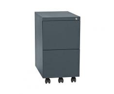 Certeo - QUIPO Caisson roulant en acier - 2 tiroirs pour DS - profondeur 590 mm, gris basalte