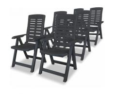 Zqyrlar - Chaises inclinables de jardin 6 pcs Plastique Anthracite