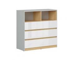 GABRIEL - Commode style scandinave salon/chambre d'ado - 91x90x39 - 3 tiroirs+2 tablettes - Meuble