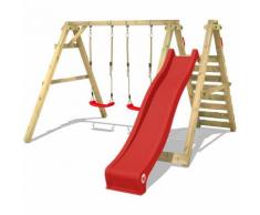 Portique balançoire Aire de jeux Sky Streamer Prime avec toboggan rouge - Wickey