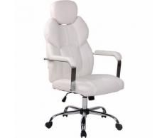 CLP - Fauteuil de bureau Almelo blanc Similicuir
