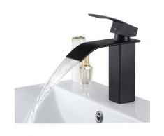 Cecipa - Robinet Lavabo Noir Mitigeur de Salle de Bain Robinet Cascade pour Vasque Solide