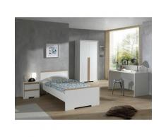 Pack - Lit Enfant, Chevet, Armoire 2 Portes & Bureau london Blanc - Paris Prix