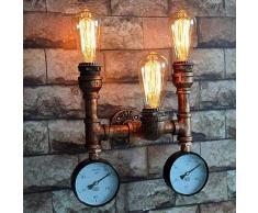 Tuyau D'eau Applique Murale Vintage Steampunk, Lampe Murale Industrielle Rustique avec Manomètre,