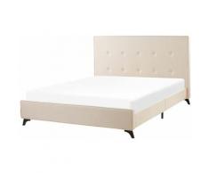 Lit en tissu double 140x200 cm beige AMBASSADOR