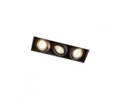 Projecteur Encastré Rectangulaire Moderne 3 Noir GU10 - Oneon Trimless Qazqa Design, Industriel /