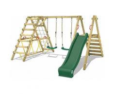 Wickey - Portique balançoire Aire de jeux Smart Shake avec toboggan vert - extension d'escalade