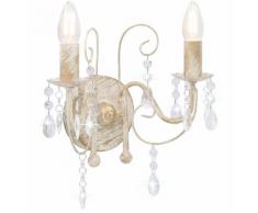 Applique murale à perles Blanc antique 2 ampoules E14?Lampe Murale Interieur Lampe Enfant Chambre