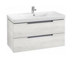 Villeroy et Boch Meuble-lavabo XL Subway 2.0 A697, Coloris: Bois blanc, manche : argent mat