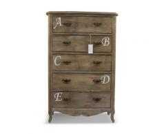 Chiffonnier 5 Tiroirs Bois 74x37x114.5cm - Décorations d'Autrefois - Marron