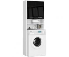 Étagère Salle De Bain Fin Colonne 2P Lave-Linge Noir Brillant