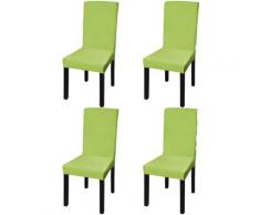 Housse de Chaise Droite Extensible 4 pcs Vert