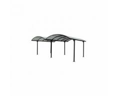 Double carport 28.62 m², Bâche Oui - longueur : 4.85 m gris