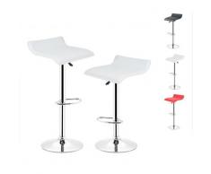 Tabouret de bar lot de 2 design en cuir simili et métal chromé,tabourets réglable,Blanc