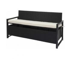Banc 3 places en poly rotin 597, banc de jardin banc coffre ~ anthracite, coussin crème - HHG