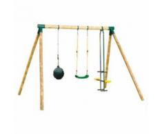 Portique en bois IROQUOIS - 1 balançoire + 1 balançoire bouée + 1 vis-à-vis