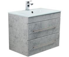 Meuble salle de bain Vitro 750 avec vasque en verre en aspect béton