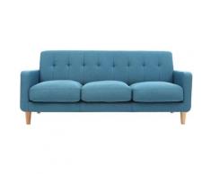 Canapé design scandinave tissu 3 places LUNA - Bleu canard