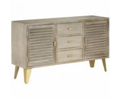 Armoire à tiroirs Bois de manguier Gris avec laiton 140x40x80cm