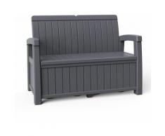 Banc Coffre en Résine pour Jardin Vita Gris Antracita 124x66x90 cm 230 L - gardiun