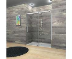 Porte de douche coulissante, 120 x 200 cm, verre 8 mm, profilés aspect chromé, MasterClass,