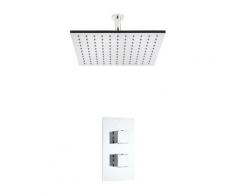 Kit de Douche Thermostatique à Encastrer - Design Cubique - Pommeau Plafond 40 x 40CM - Hudson Reed