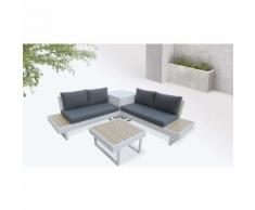 BOBOCHIC Palma - Salon de jardin en angle 5 places - Aluminium / Composite - Coffre