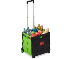 Relaxdays - Chariot de courses pliable, poignée, roulettes en caoutchouc, 35 kg, poussette de