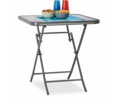 Table de jardin balcon en verre STRUK table à manger anthracite 70 x 70 cm carré, gris
