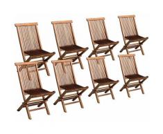 Lot de 8 chaises de jardin en teck huilé LOMBOK