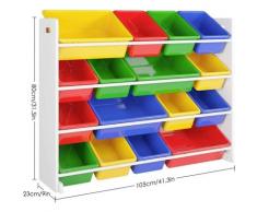 Fixkit - Étagère pour Jouets Enfants Meuble de Rangement de 4 étages pour Chambre d’Enfant