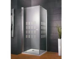 Porte de douche pivotante 80 x 80 cm + paroi latérale fixe, verre 5 mm, décor Cubic, Style 2.0,