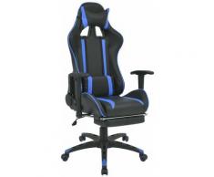 Fauteuil chaise chaise de bureau inclinable avec repose-pied bleu - Bleu